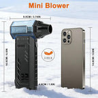 JUFINX Air Duster -250000RPM- Snow Blower, Replaceable Batteries 2pcs,Long Life-mini Blower, 3-Gear Adjustable- Electeic Air Duster for Keyboard,PCs,Outdoors,Snow,Leaves,Car Cleaning (2*Batteries)