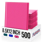 Fuxury 500 Pack Pink Bubble Mailers 8.5x12" Medium Opaque Bubble Envelopes Strong Adhesion Padded Mailer Thick Padded Envelopes for Small Business Mailing Books Clothes Makeup Supplies