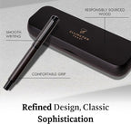 Ellington Pens Luxury Wood Fountain Pen Set – Fine Nib - Includes 6 Ink Cartridges, Wooden Pen Gift Box, Ink Converter - Wood Pen For Writing, Calligraphy, Journaling, Drawing (Ebon Elegance)