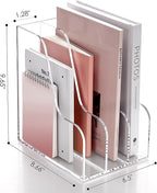 SANRUI Acrylic File Organizer, Compact Desk Organizer for Folders, Binders, Notebooks, Envelopes, Clear Magazine File Holder, 3 Section Bookshelf for School Home Office Organization, A4 Size