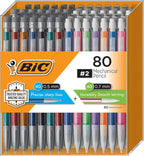 BIC Mechanical Pencils 0.7mm & 0.5mm, #2 EXTRA SMOOTH with Various Color Barrels - Two Assorted Sizes, 80 Pack