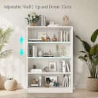 Farini 48 Inch Tall 4-Shelf Bookcase, Wood Bookshelf Storage Organizer Adjustable Shelf for Home Office, Study Room, Easy Assembly,White