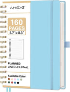 AHGXG Spiral Journal Notebook, 160 Lined Pages, A5 Medium Size (5.7'' x 8.3''), for Men & Women, Journaling, Writing, Work & Office, Hardcover, 100 GSM Thick Paper (Light Blue)