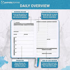 Panda Planner Classic A5 Daily Planner 2026 – Undated Daily Monthly & Quarterly Planner with Hourly Schedule, To Do List, Goal Planner, Habit Tracker, Gratitude Journal & Productivity Organizer – Cyan Blue