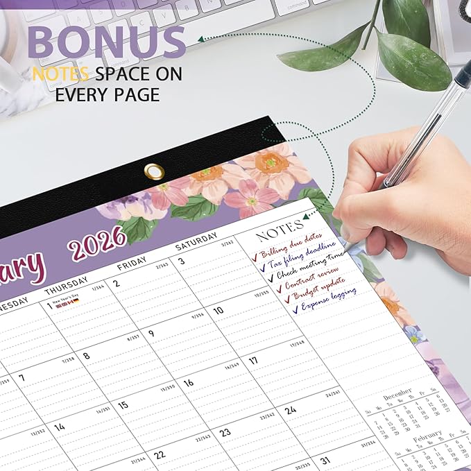 2026 Desk Calendar, Large Desktop/Wall Monthly Calendar (Jan. 2026 - Jun. 2027) 17'' x 12'' School Year Desk Planner for Teacher Family School Office Supplies
