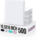 Fuxury 500 Pack White Bubble Mailers 10.5x16 Inch, Self Seal Padded Envelopes Waterproof Mailing Cushioning Padded Mailers, Bubble Bags for Packaging, Small Business Large #5