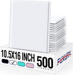 Fuxury 500 Pack White Bubble Mailers 10.5x16 Inch, Self Seal Padded Envelopes Waterproof Mailing Cushioning Padded Mailers, Bubble Bags for Packaging, Small Business Large #5