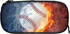Baseball Pencil Box for Boys, Cool Sports Pencil Case with Water & Fire Background, Zipper Pouch Desk Organizer Travel Pen Box Stationery Organizer Bag Cosmetic Makeup Bag for Baseball Girls Lovers