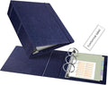 Ospelelf Leather Mini Binder Vintage Hardcover 2 Inch Rings, Professional Small 3 Ring Binders Organizer Suitable for 5.5" x 8.5" Documents, Binder Dividers with Tabs, Dark Blue