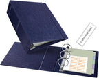 Ospelelf Leather Mini Binder Vintage Hardcover 2 Inch Rings, Professional Small 3 Ring Binders Organizer Suitable for 5.5" x 8.5" Documents, Binder Dividers with Tabs, Dark Blue