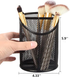 Delifox 2 Pack Pen Holder Mesh Round Pencil Holder Desktop Organizer 3 Compartments, Black