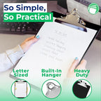 Black Plastic Clipboards (Set of 6) Multipack - 12.5x9 Inch Black Clipboard with 100 Sheets Holding Capacity Butterfly Clip | Colored Acrylic Clip Boards in Bulk | Office, Classroom, School Supplies