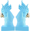 JOOMBE Blue Parrot Decorative Bookends,Set of 2 Cute Bird Animal Sculpture Book Ends to Hold Hevay Duty Books,Unique Resin Statues Book Stopper for Home Office Desk Bookshelf Decor