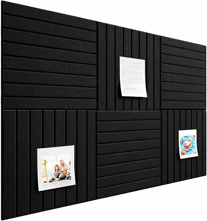 Baysola Large Cork Boards for Walls – 36 x 24 Self Adhesive Felt Wall Tiles, Ideal for Office Black Bulletin Board, Easy to Install Pin Board Photo Board Dart Board Wall Protectors