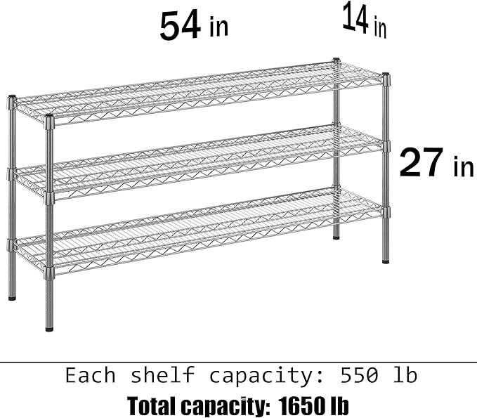 Regal Altair 14" Deep x 54" Wide x 27" Height Wire Shelving Kit | 3-Tier | NSF Commercial Storage Rack Unit