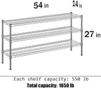 Regal Altair 14" Deep x 54" Wide x 27" Height Wire Shelving Kit | 3-Tier | NSF Commercial Storage Rack Unit