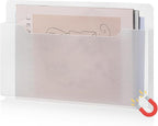 Feifeiya Magnetic Pocket File Holder Large File Folder Organizer Paper Mail Letters Holder Wall Hanging Office Supplies for Refrigerator Whiteboard Cabinets(13.8 x 8.3 Inch,Horizontal,Clear)