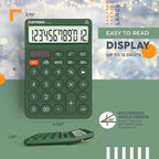 CATIGA 12 Digit Desktop Calculator Basic Desk Calculator with Large LCD Display, Big Buttons, 4 Function, Solar and Battery Dual Power, for Office, School, Home, SD-1292 Green