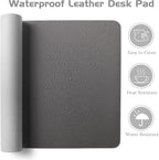 Aothia Leather Desk Pad Protector, Office Desk Mat, Large Mouse Pad, Laptop Desk Pad, Non-Slip PU Leather Desk Blotter, Waterproof Desk Writing Pad for Office and Home (Gray, 47" x 24")