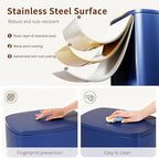 PayLessHere Stainless Steel Trash Can with Lid - Removable Inner Bucket, Foot Pedal Soft Close for Office, Home, Kitchen Garbage Bin (Deep Blue, 13 G)