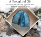 Nature's Decorations Agate Bookends - A Quality Teal Geode with Non-Skid Rubber Bumpers for Shelves, Office, Home Decor - Heavy Duty Cool Crystal Stone (3-4 LB)