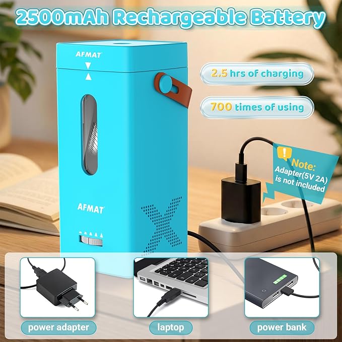 AFMAT Electric Pencil Sharpener, Fully Automatic Pencil Sharpener, Auto in & Out, Rechargeable Hands-Free Sharpeners for Jumbo & Colored Pencils (6.5-12mm), Portable for Home/Classroom/Office PSC6