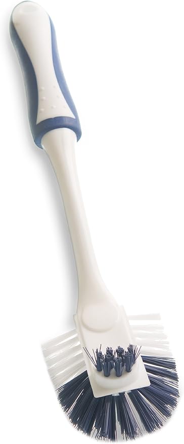 LOLA Pro Utility All Purpose Kitchen Cleaning Brush, 6 Pack, Durable Bristles, Comfort Ergonomic Rubber Non-Slip Grip, Built-in Food Scraper