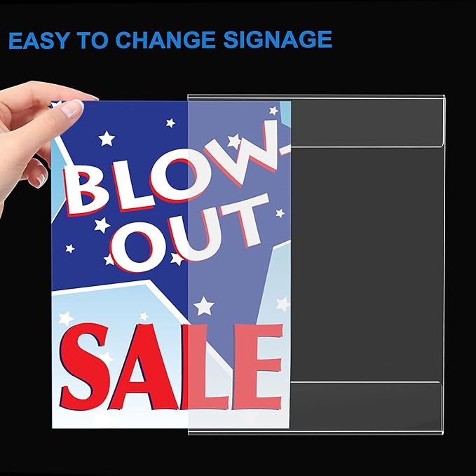Dingelex Acrylic 8.5x11 Sign Holder Wall Mount,Clear Door Sign Holder Hanging Plastic Document Holder,Acrylic Wall Frame Plastic Wall Holders for Paper,12 Pack,No Drilling