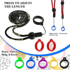 16 Pcs Anti Lost Lanyard Set Include 2 Necklace Lanyards Safety Neck Strap with 14 Silicone Ring Soft Protective Ring (Black, Red)