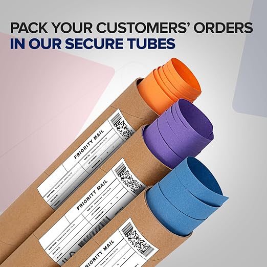 Paclord 3" x 72" Heavy-Duty Reinforced Cardboard Mailing Tube, Pack of 4 Tubes with 8 Caps – Secure USPS Approved – Great for Shipping and Storing of Prints, Artwork, Posters or Documents