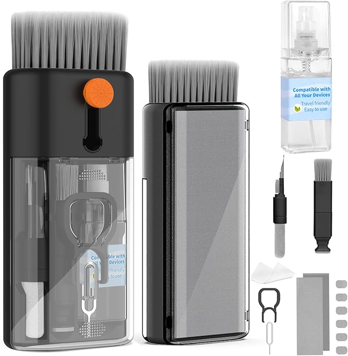 Keyboard Cleaner Laptop Cleaning Kit - Computer Tech Cleaning Brush, Electronic Screen Cleaner Spray and Wipe with Multi-Function Cleaning Tool for MacBook, Tablet, iPhone, Earbuds, Camera, Gaming