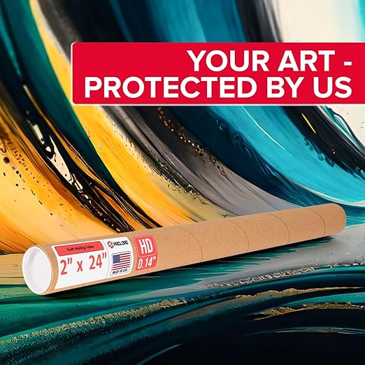 Paclord 2" x 24" Heavy-Duty Reinforced Cardboard Mailing Tube, Pack of 4 Tubes with 8 Caps – Secure USPS Approved – Great for Shipping and Storing of Prints, Artwork, Posters or Documents