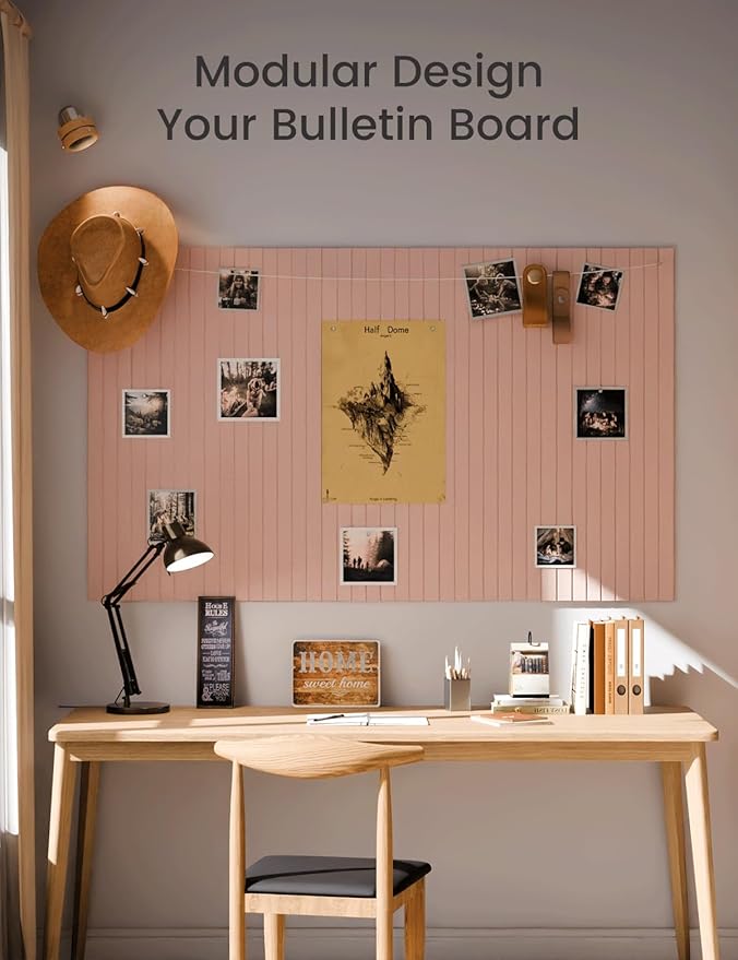 Fluxynara Large Felt Bulletin Board 48" x 36" Cork Board Alternative-12 Pack with 70 Safe Removable Adhesive Tabs, Cork Boards for Walls Cork Board for Home Office Classroom Pin Board (Pink)