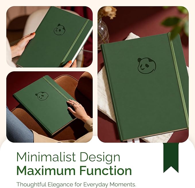 Panda Planner Pro A4 Daily Planner 2026 – 6 Month Undated Daily Productivity Planner with Large 8.5x11 Layouts, Weekly & Monthly Calendar Planner, Goal Tracker, Habit Tracker & Time Management Organizer – Dark Green