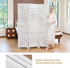5.6 Ft Folding Room Divider, Portable Privacy Screen & Partition, No Assembly Required for Use as Cat Litter Box Cover, Clutter Hider, Room Separator, 3 Panels (White)