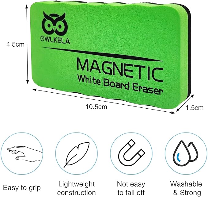 OWLKELA Magnetic Whiteboard Eraser, Dry Eraser Board Erasers, Dry Eraser for White Board, for Classroom, 4 Pack, Perfect for Home, College and Office Use