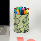 Leather Pen Holder for Desk Tennis Balls Racket Painted Pencil Cup Desktop Organizer Makeup Brush Holders Office Supplies for Home, Kids & School