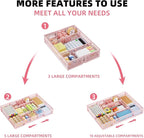 Marbrasse Expandable Desk Drawer Organizer, Mesh Tray with 10 Adjustable Compartments, Desk Organizers for Office Supplies, Makeup & Vanity (Expandable-Pink)