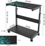 EUREKA ERGONOMIC PC Stand Computer Cart, Height Adjustable Tower Stand 2-Tier Suit for ATX Case Printer, Metal Rolling Cart on Wheels for Gaming Home Office, Black