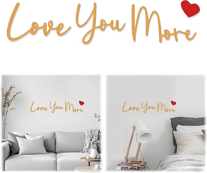 Love You More Wood Sign Home Decor Boho Decor Wall Decor Express Love and Warm for Your Family Lovers Wall Art Gift Hallway Entryway Door Farmhouse Valentine Decors Bedroom Above Bed Topper Decoration