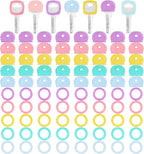 Blulu 80 Pieces 1Inch Colored Key Covers Caps Tags Covers Set Plastic Key Color Identifier Rings Toppers(Macaron Color)