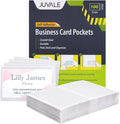 Juvale Business Card Holder Sleeves - Secure Adhesive Pockets - Index Card Holder for Notes - Storage Bin Labels & Clear Pocket Sleeves - Clear Plastic, 3.75 x 2 in, Pack of 100