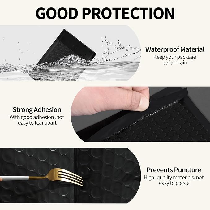 Alilmein 4×8" Inch Bubble Mailers 100 Pack Small Bubble Mailers Waterproof Padded Envelopes Self Seal Adhesive Shipping Bags for Mailing Cards Jewelry Makeup and Small Business Packaging
