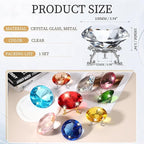 PATIKIL Diamond Crystal Paperweight, 100mm / 3.94" Crystal Paperweight Paper Weight with Silver 25 Metal Base for Home Office Desktop Table Decor Wedding Party Ornaments, Clear