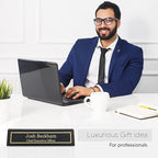 Business Wood Name Plate for Desk | Custom Desk Name Plate Personalized Gift for Office, The Perfect Engraved Name Plaque By Engraving International (2" x 10", Black Piano Finish)