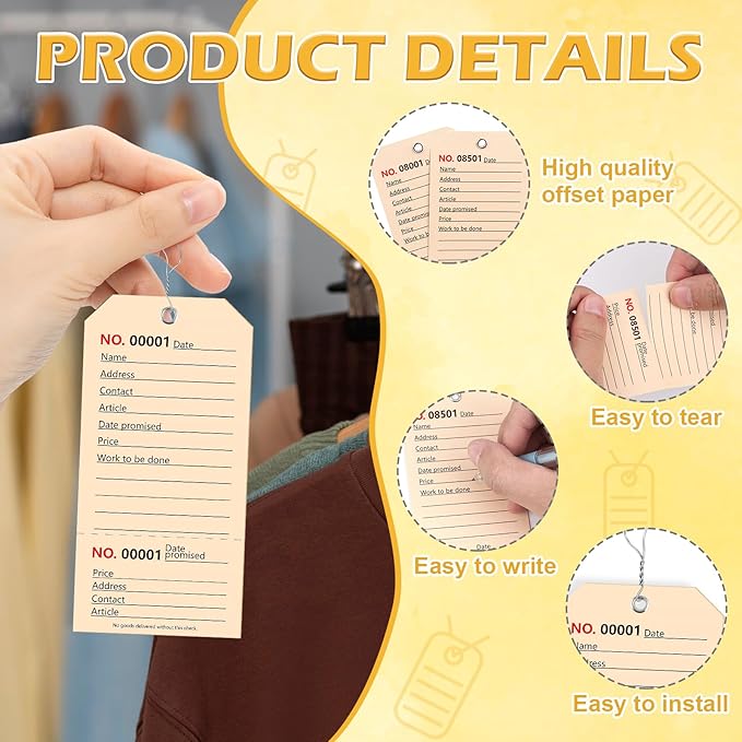 200 Pack Red Repair Tags with Wire Rope Service Repair Tags Numbered with Wire Durable 2.6 x 5.25 Inch Labels for Production Equipment Maintenance Price Notice (200, White, 2.6x5.25in)