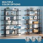FURSUN Heavy Duty 5 Tier Bookcase, 70-in Tall Industrial Modern Large Bookshelf, Wood Farmhouse Bookcases Book Shelves and Metal Frame for Office, Bedroom, Living Room, Grey
