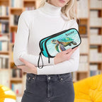 BOENLE Custom Sea Turtle Teal Pencil Case Box Boys Girls Personalized Name Large Pencil Pouch Stationery Pen Bag Organizer for Kids Adults School Office
