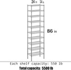 Regal Altair 14" Deep x 24" Wide x 86" Height Wire Shelving Kit | 10-Tier | NSF Commercial Storage Rack Unit