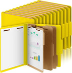 Skyygemm 36 Pcs Classification Folders Letter Size, 3 Divider Pressboard File Folder with Fasteners, Expanding File Organizer Bulk for School Teachers, Office Employee, Coworker, Staff (Yellow)